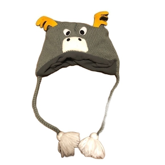 Moose Knit Kids Hat Gray Winter - Picture 1 of 8
